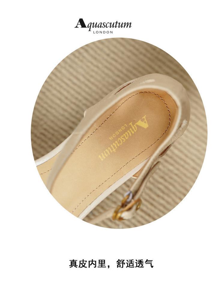 [British Light Luxury] Retro woven hollow Roman women's commuting versatile coarse heel pointed shallow mouth comfortable women's sandals