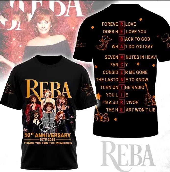 Reba McEntire 50th Anniversary 1975-2026 AOP 3D T-shirt XXXXL