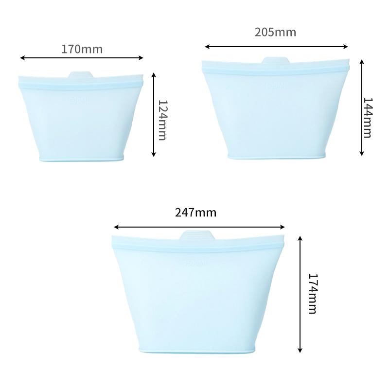 3Pcs Silicone Food Storage Bag Reusable Stand Up Zip Leakproof Containers Fresh Bag Food Storage Fresh Wrap Ziplock