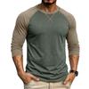 Men's T-Shirts Long Sleeve O-Neck Pactwork Casual Spring Autumn Tees Tops Fashion Mens Clothing
