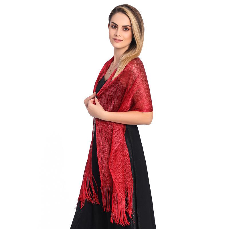 Elegant Shawls For Evening Dresses Female Golden Silvery Wire Tassels Bridal Bridesmaid Party Wedding Party Accessories Scarf