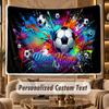 Soccer (293) Theme Wall Tapestry Customized With Name Text Personalized Hanging Tapestry For Bedroom Living Room Decor