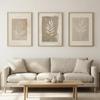 3 stuks Frameloze Neutrale Boheemse Varen Prints, Minimalistische Abstracte Plant Canvas Decoratie, Woonkamer Slaapkamer Wandkunst Decoratie
