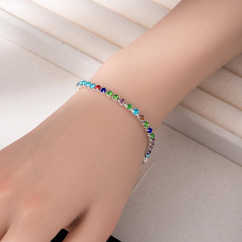 Braccialetto a Riga Singola Full Diamond Hip Hop da Uomo Gioielli per Mano Braccialetto Semplice in Diamante Stile Freddo da Uomo e Donna