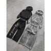 Bluza z kapturem Y2K Harajuku Punk Gotycka Luźna z haftowanym amerykańskim naszywką Casual Podwójny kaptur High Street Retro Sportowa Sui