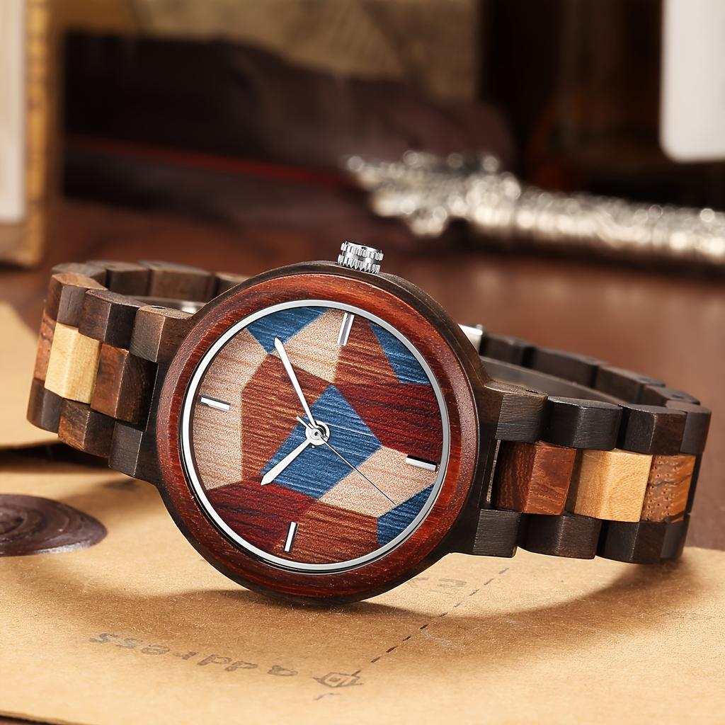 Personalized creative watch multi color dial colorful strap wooden quartz watches for man woman relojes para hombres
