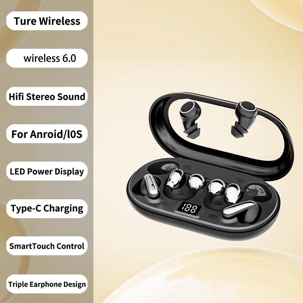 3 Pairs of Earbuds Bluetooth 6.0 In Ear Earphones HIFI Stereo Sound Wireless Headphones Low Latency Game Headsets For Gym/Running/Workout
