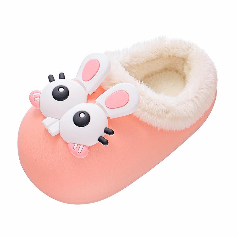 EVA Cute and Warm Cotton Slippers for Boys and Girls, Waterproof and Non-slip Home Children's Slippers, Autumn and Winter Furry Shoes
