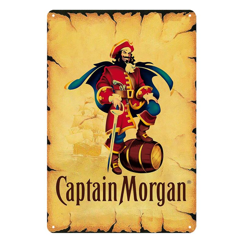 Vintage Metal Sign Rum Brand Retro Tin Sign Captain Morgan Funny Poster Decor for Bar Pub Club,Man Cave Wall Art Decoration
