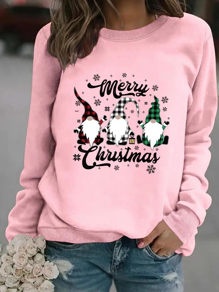 Women's Cross-Border Long-Sleeve Round Neck Christmas Print Sweatshirt