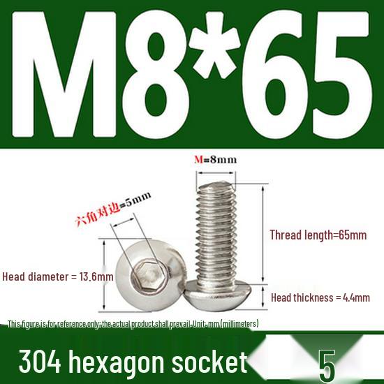 ISO7380 Stainless Steel Hex Drive Dome Head Screws - M2 to M16