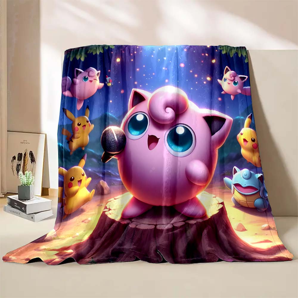 Coperte con Stampa Jigglypuff Pokémon Carino per Adulti Bambini Coperte Calde per Casa Viaggio Morbida e Confortevole Coperta Rosa Regali di Lusso