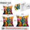 Vibrant Flowers And Cacti Cushions Pillowcase Polyester Cushion Cover Throw Pillow Pillowcover Home Car Sofa Decor