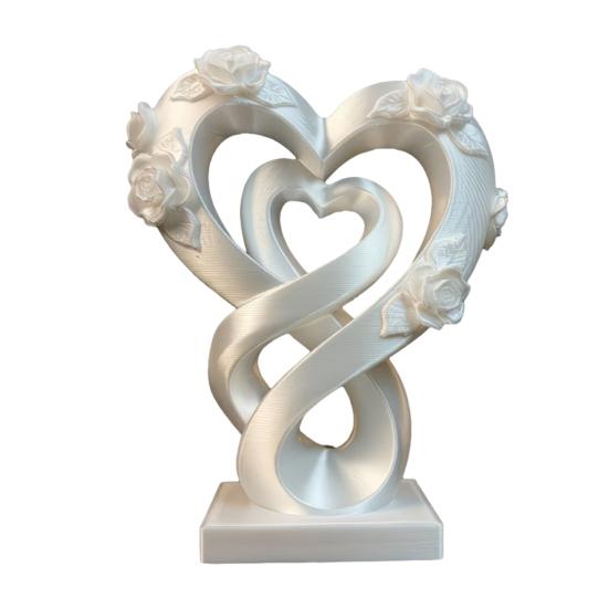 

3D Printed Love Shaped Rose Sculpture Exquisite Flowers Heart Table Decoration Stable Base Romantic Desktop Ornaments for Wedding Party Table