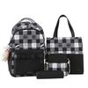 Schoolbag Junior High School School Bag Girls Plaid Elementary School Girls Grade 3 to 6 High School Large Capacity Waterproof Shoulder Set