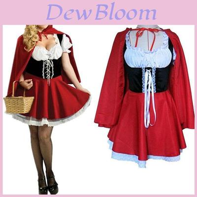 Enchanting Womens Little Red Riding Hood Costume Featuring Puff Sleeves And A-line Design