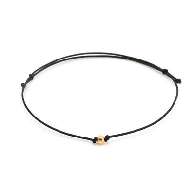 [Bnbgold] 14K Gold Ball Silk String Black Thread Bracelet Slb29359