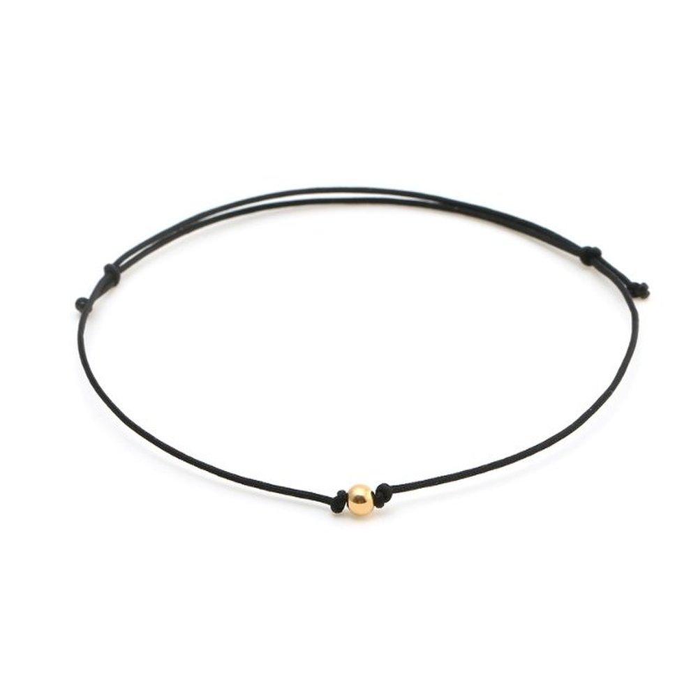 [Bnbgold] 14K Gold Ball Silk String Black Thread Bracelet Slb29359