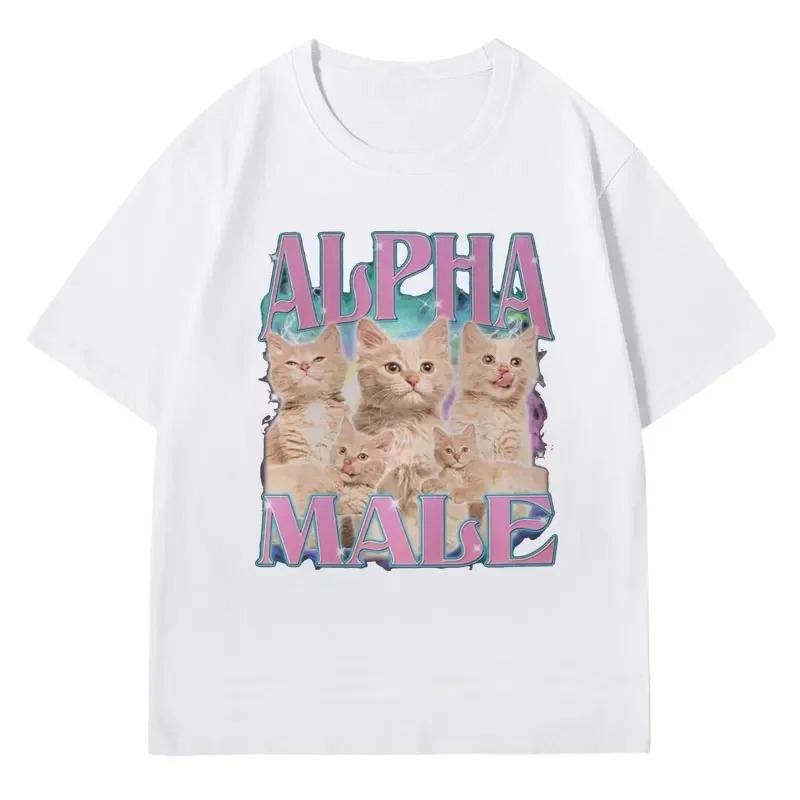 Lustiges Alpha-Männchen-T-Shirt, Geschenk für den besten Freund, Sommermode, Meme-Grafik, Kurzarm, süßer Cartoon-Stil