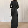 Women's Casual Fashion Long Sleeve Solid Color Slim Waist Dress