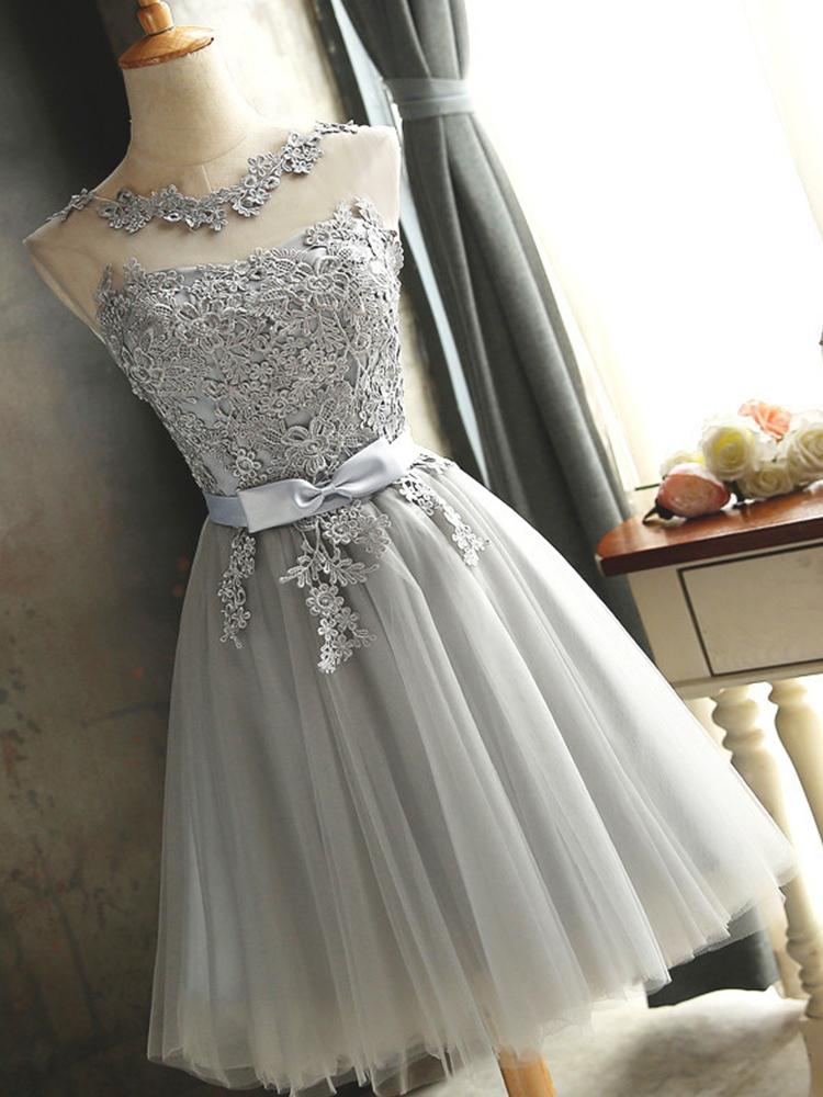 Grupo Irmãs Vestido de Dama de Honra Cor Champagne Sem Mangas Vestido de Festa Feminino Saia Curta Estilo Coreano Estilo Princesa Vestido de Casamento