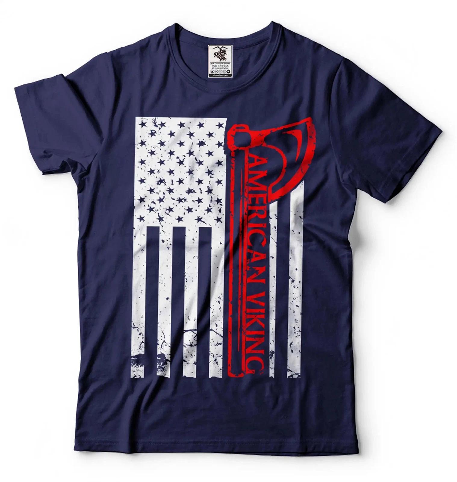 

Men s USA Flag American Viking Axe Tee Shirt 4th of July Birthday Gift Tee L