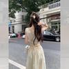 Neck Sling Dress Children's Summer Design Sense Hollow Waist and Thin Temperament Seaside Beach Vacation Dress