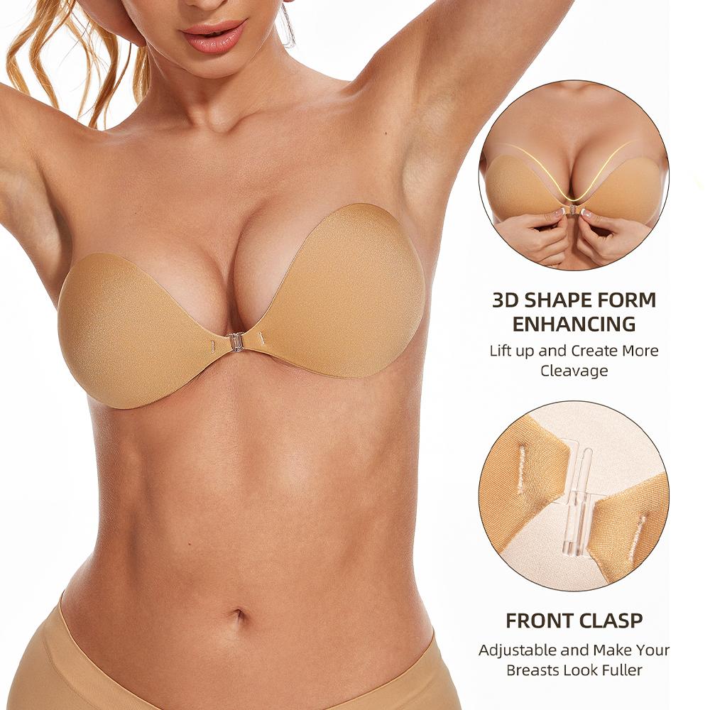 Women Backless and Strapless Adhesive Bra with Self-Adhesive Bra Cups