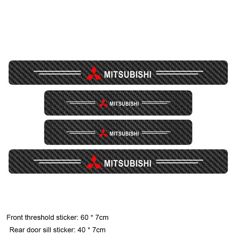 Car 4Pcs Car Door Sill Protector Stickers Carbon Fiber Door Sill Stickers For Mitsubishi Asx Lancer Outlander Pajero Ralliart