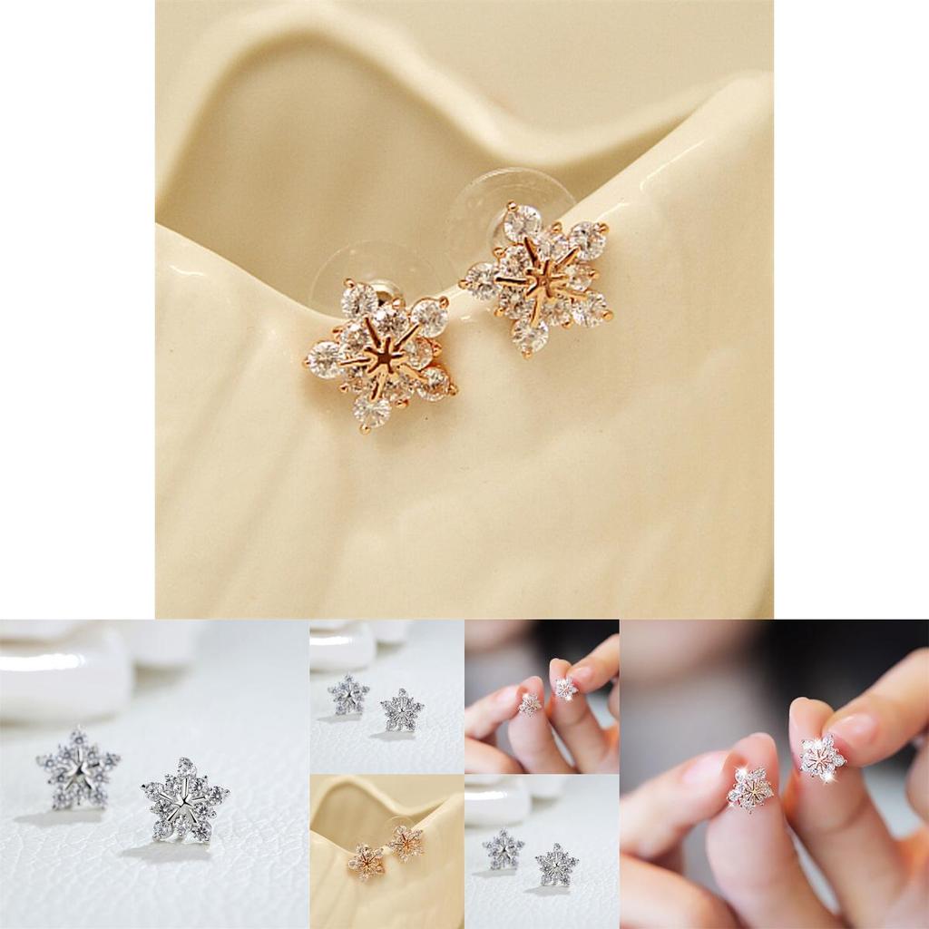 Snowflake Silver Ear Stud For Women Christmas Party Accessory Gift