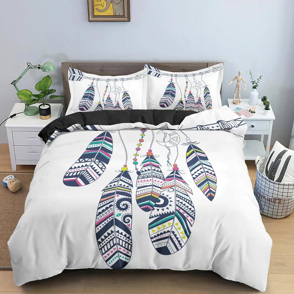 Dreamcatcher Bedding Set Feather Pattern Duvet Cover Comforter Covers Single Twin King Size Quilt Cover With Pillowcase 2/3Pcs