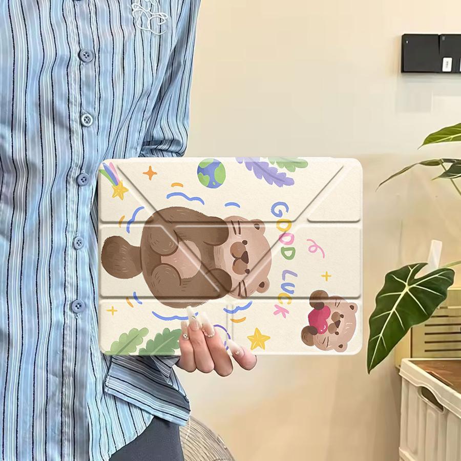Holder Cover Tablet Case For iPad Pro 2025 Pro 11th 10th 9th 8th 7th 12.9inch Mini 6 7 Air 4 5 M3 M2 1 2 M4 11inch Cute Little
