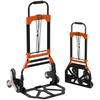 Heavy Duty Foldable Trolley On Wheels, Steel Folding Hand Truck, 75kg, Black and Orange