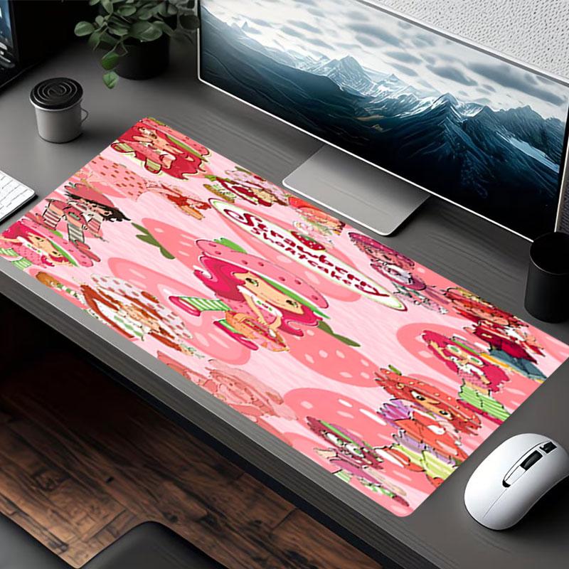 Musemat med jordbærkake-print, for tastaturunderlag, laptop PC-matte for kontor og hjemmebruk, skrivebordsdekorasjon, perfekt bursdagsgave til gamere