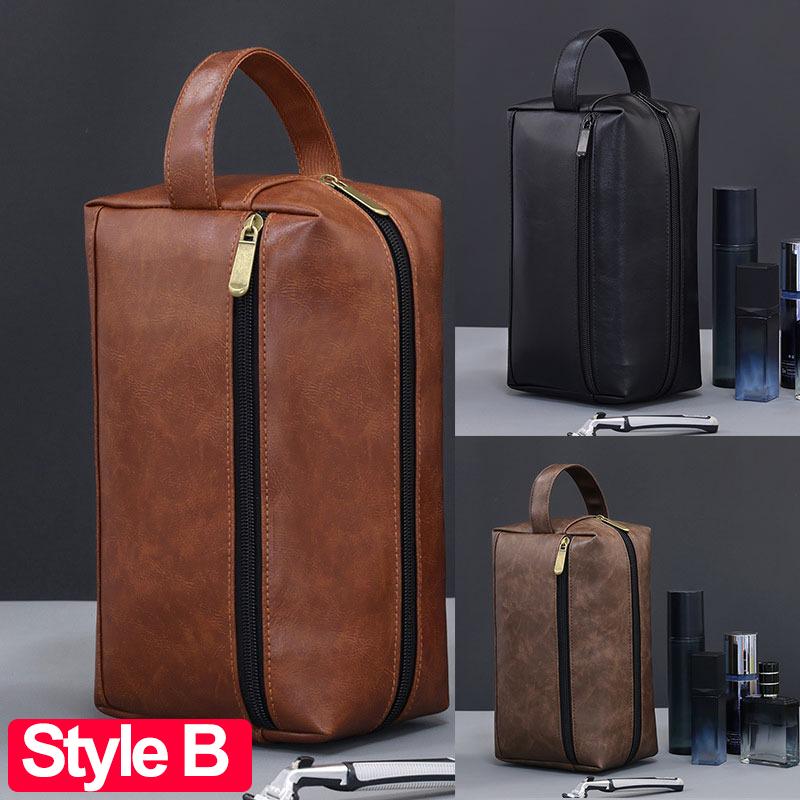 Waterdichte PU Leer Mannen Zakelijke Reizen Toiletartikelen Tas Scheer Cosmetische Organizer Pouch