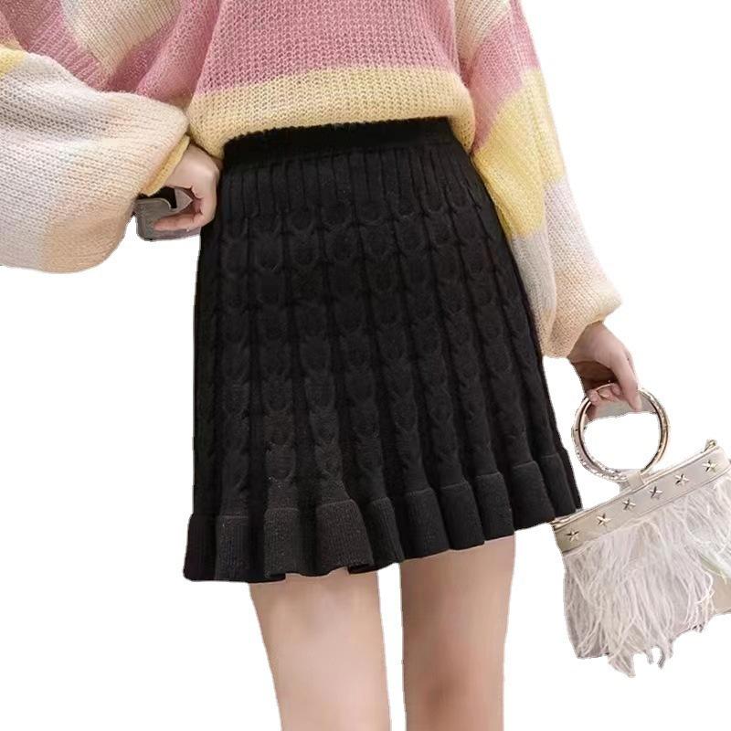 Autumn/Winter Knitted Half Length Skirt for Women Casual Knitted Skirt Fishtail Skirt for Women