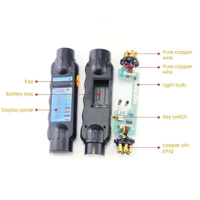 12V 7 Pin Car Towing Light Tester Trailer Plug Socket Diagnostic Tools Caravan Towing Tow Bar Light Wiring Test Accessories