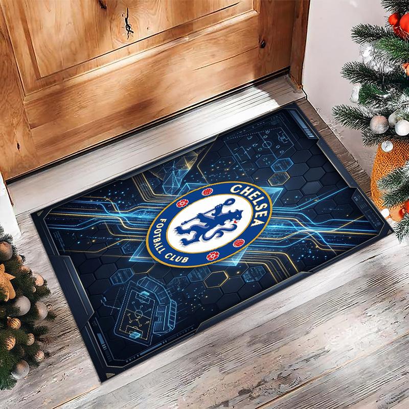 Chelsea FC Printed Flannel Area Rug Non Slip Soft Polyester Floor Carpet Indoor Decor Mat for Bedroom Living Room Sofa Game Room Home Decoration