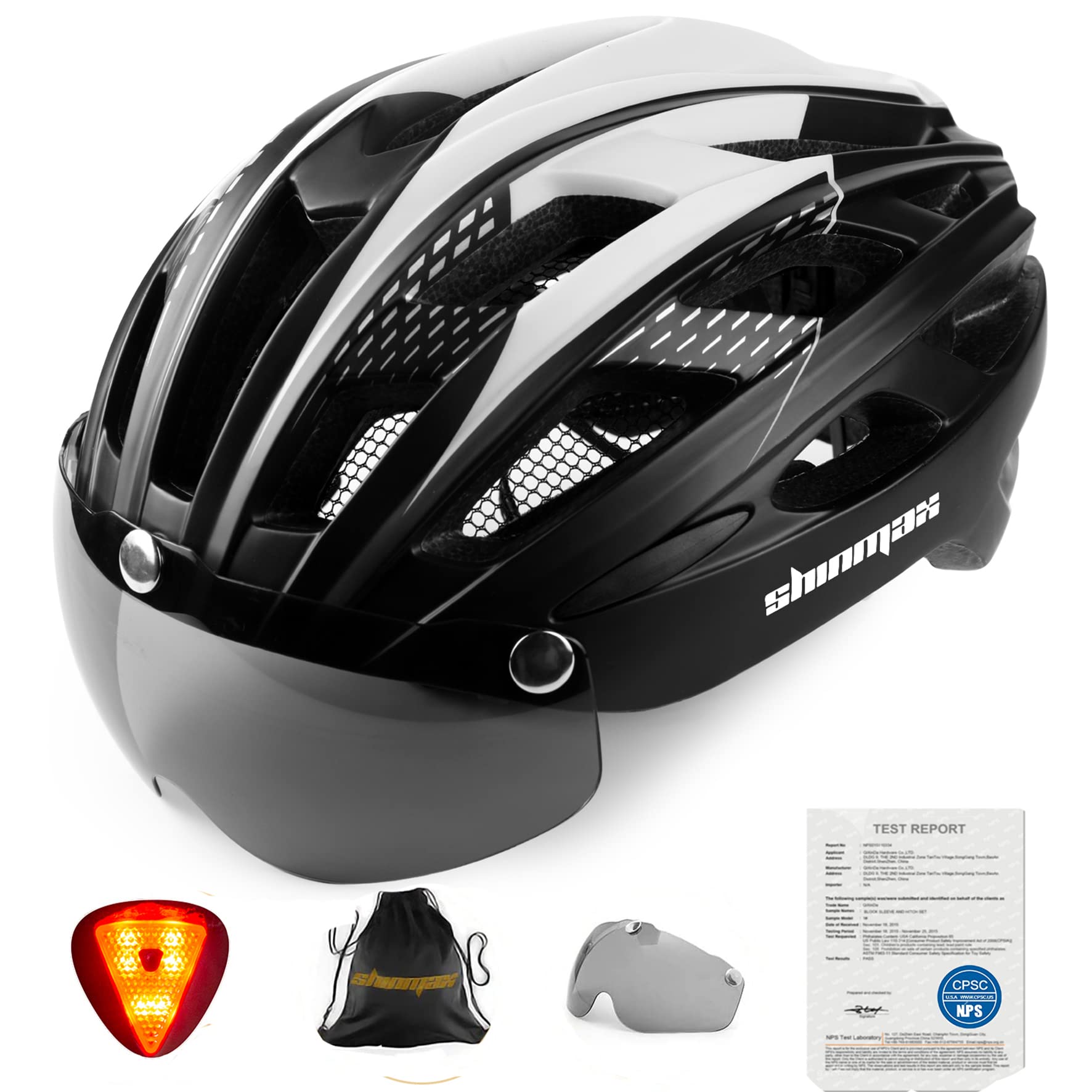 

Shinmax Bicycle Helmet for LED Magnetic Road Bike CPSC Sizes Ultra Cycle Helmet for Men and Middle and High School Includes Storage Spare 069 Type