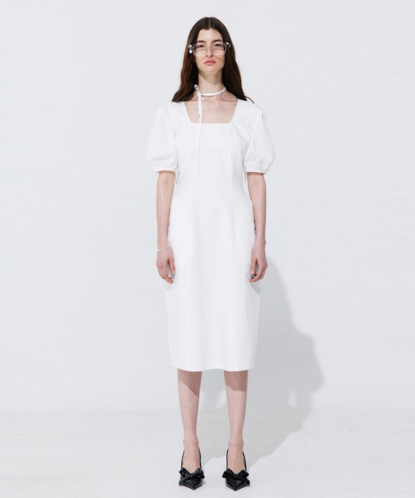 Bundercammer Pearl Balloon Line Dress_White