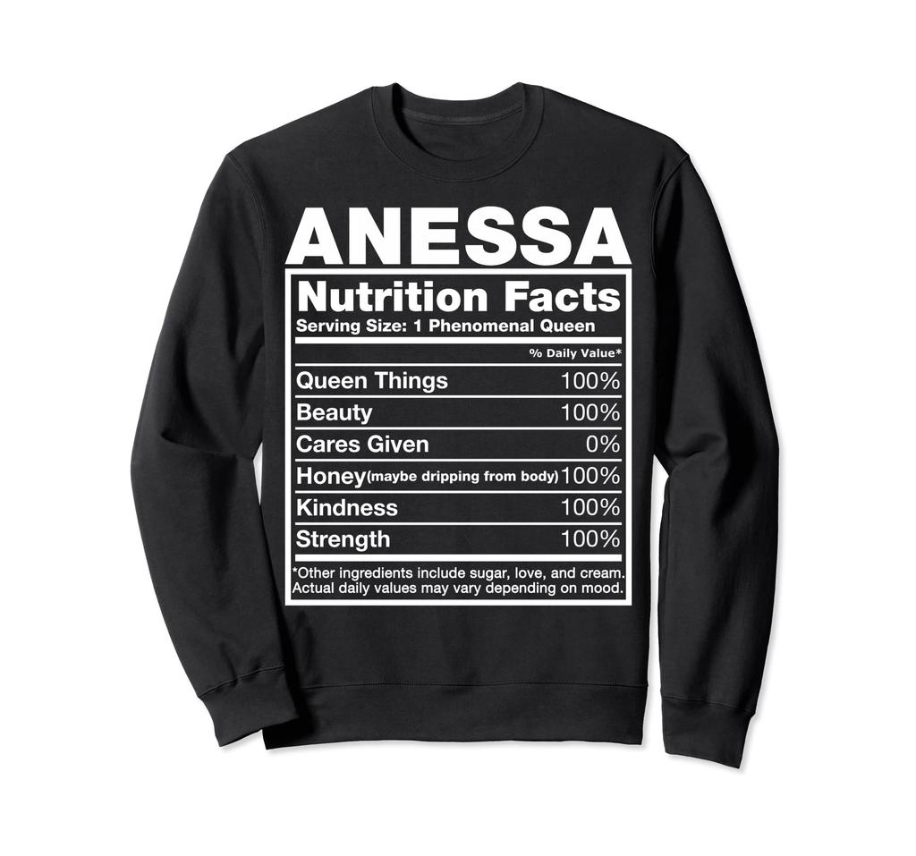 Anessa Nutrition Facts T-shirt, Anessa Name Birthday Shirt, Sweatshirt