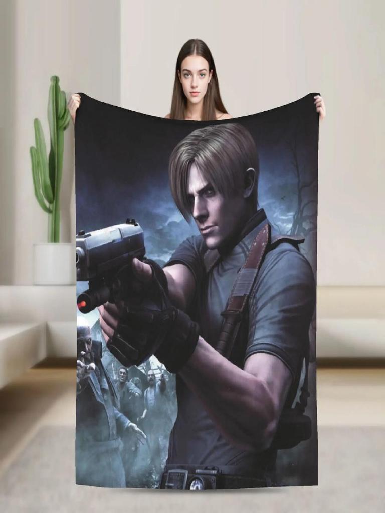Leon S Kennedy Resident Evil Warm Soft Plush Throw Blanket for Kids and Adults Funny Flannel Bedspread for Sofa Bed Cover