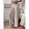 Women's Autumn and Winter Casual Vacation Solid Color Straight Trousers High Waist Elastic Pants