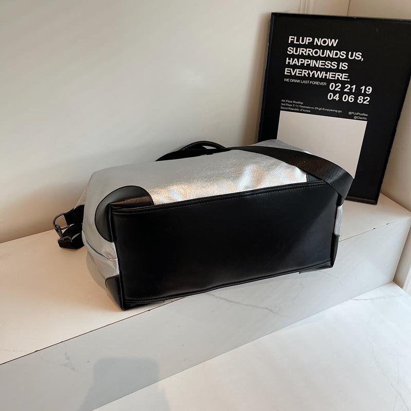 Women's Large Capacity PU Travel Bag Sports Fitness Storage Bag Tote Bag