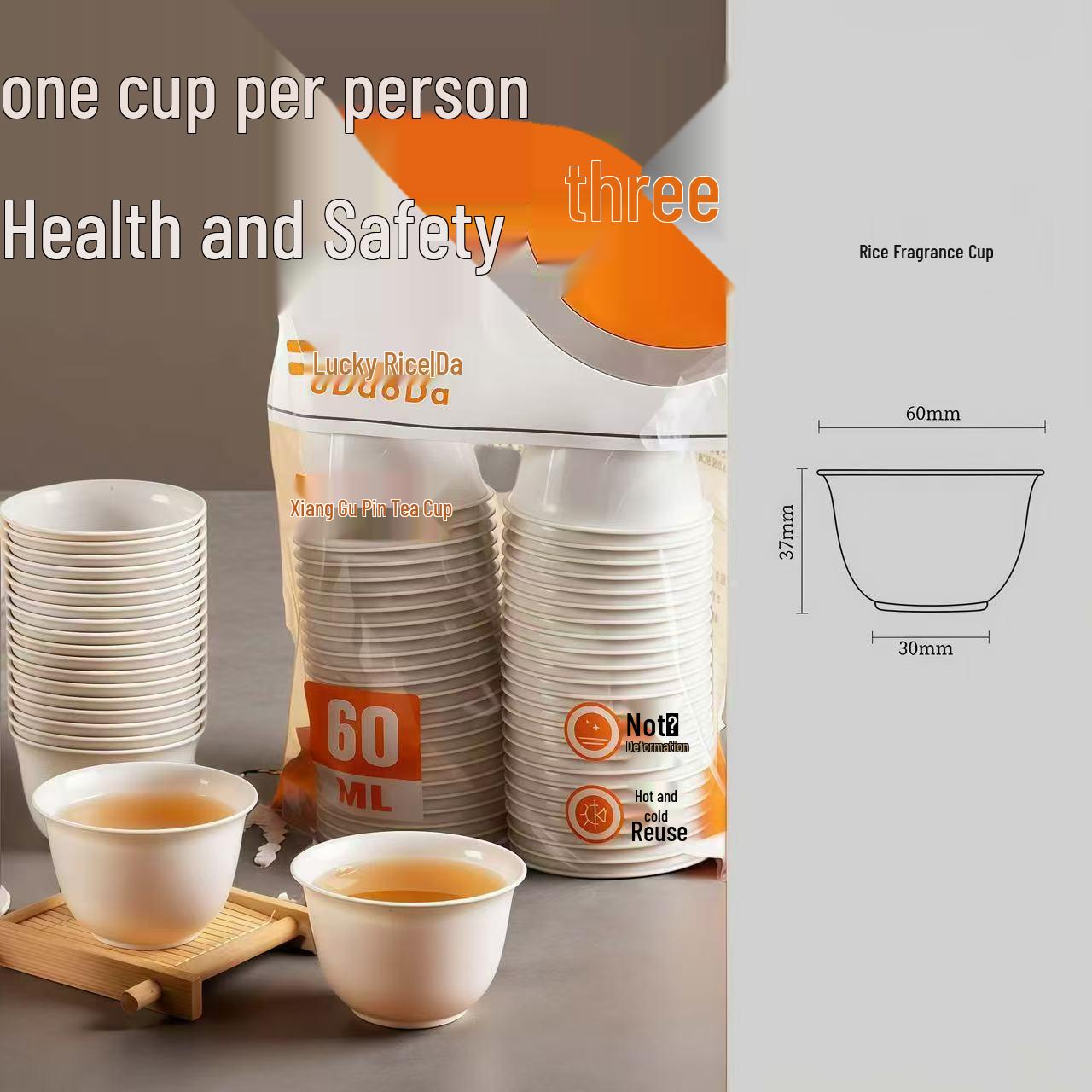 Biodegradable High-Temperature Resistant Rice Husk Tea Cup for Office and Aviation Use 60ml Tea Cup Rice Husk [50 pcs]