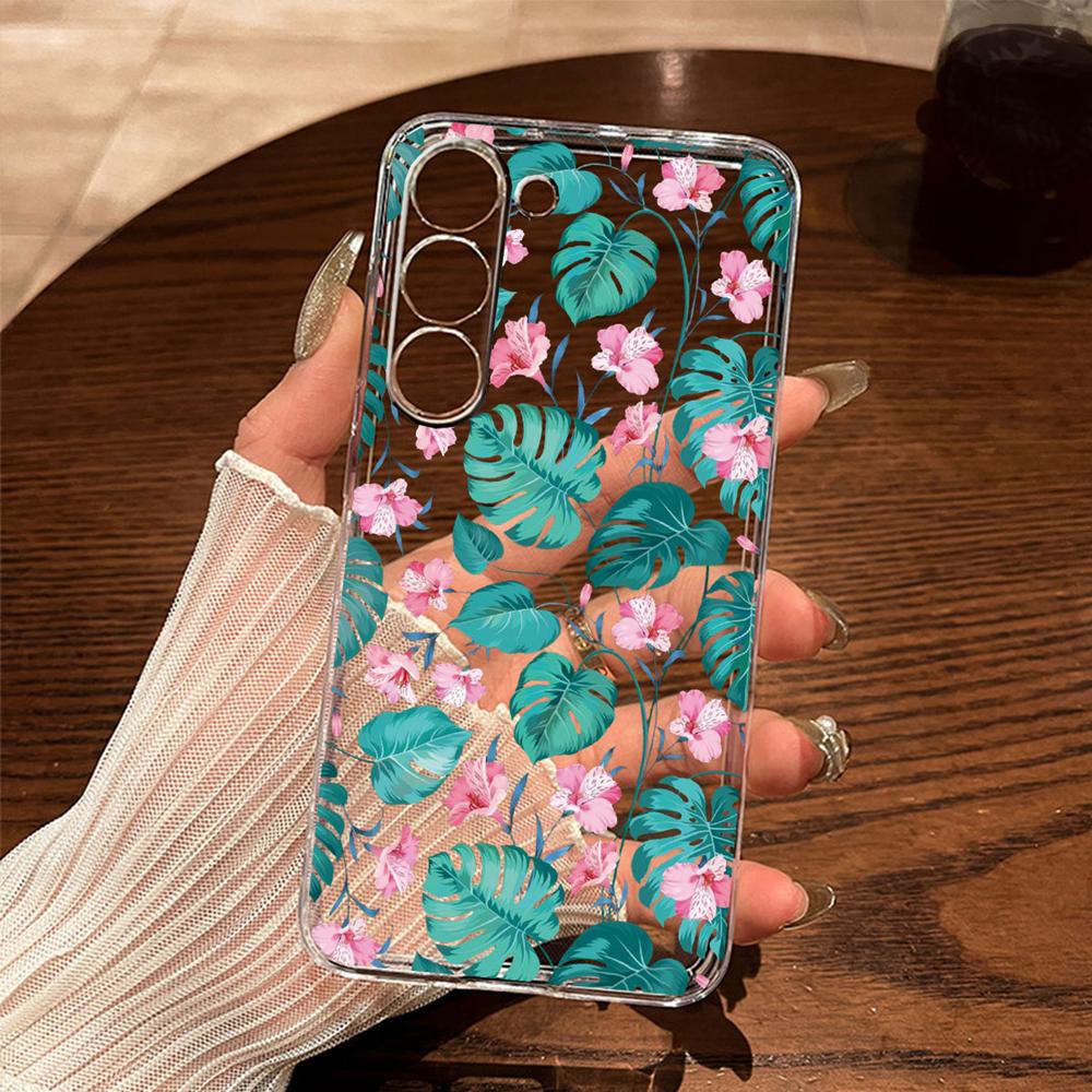 Monstera Deliciosa Lavender Floral Phone Case For Samsung Galaxy A56 A16 A26 A36 A37 A57 A21S A53 A33 A73 A12 Transparent Cover
