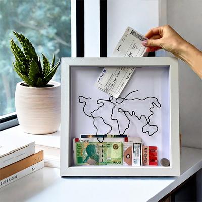 Sparschwein aus Holz, Bilderrahmen, Spardose, Sparschweine zum Sparen von Geld, Stempel, Ticket, Aufbewahrungskoffer, Fotoanzeige, Wanddekoration