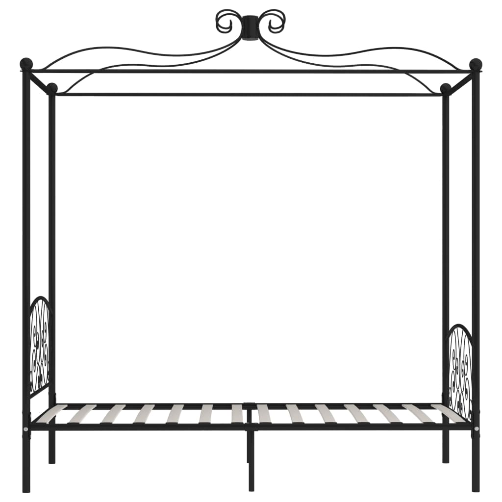 Black Metal Canopy Bed Frame 90 x 200 cm