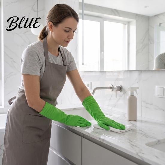 Non Slip Kitchen Cleaning Gloves Fleece Lined Dishwashing Gloves, Waterproof Natural Latex Household Protective for Dish Washing Non-Slip Grip