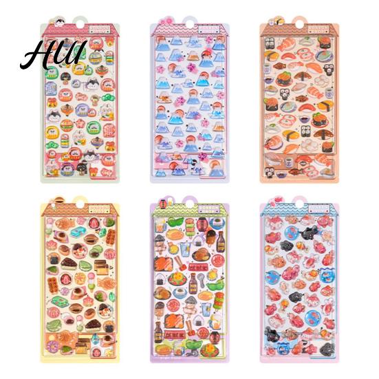 Personalized Sticker Collection Japanese Theme Puffy Stickers 3D Sushi Dessert Mountain Kawaii Goldfish Colorful Mini Decals for Scrapbooking